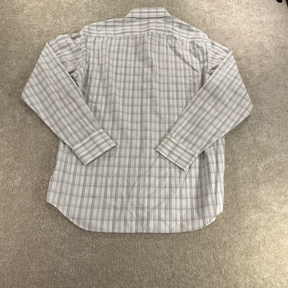 Banana Republic Button Up Shirt‎ Mens Medium White Purple Plaid Slim Fit